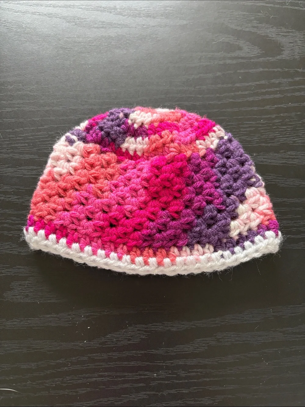 Newborn Baby Crochet Beanie - Multicolor Pink & Purple